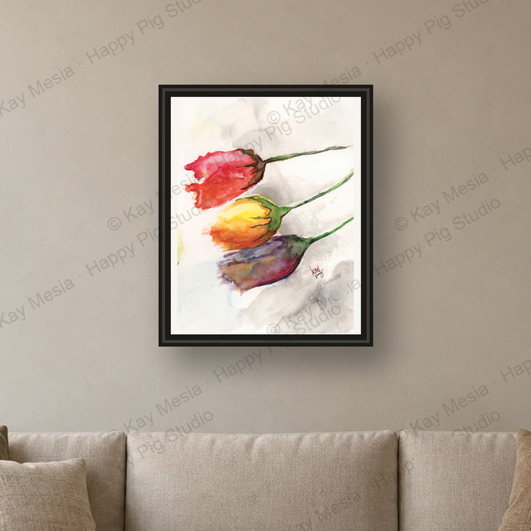 Roses fine-art print by Kay Mesia - framed room preview; print sold unframed