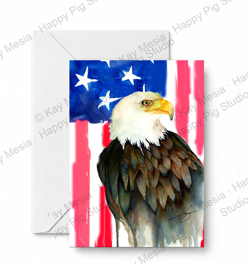 Eagle and a flag - CD-065-01-A2 approved card and envelope mockup