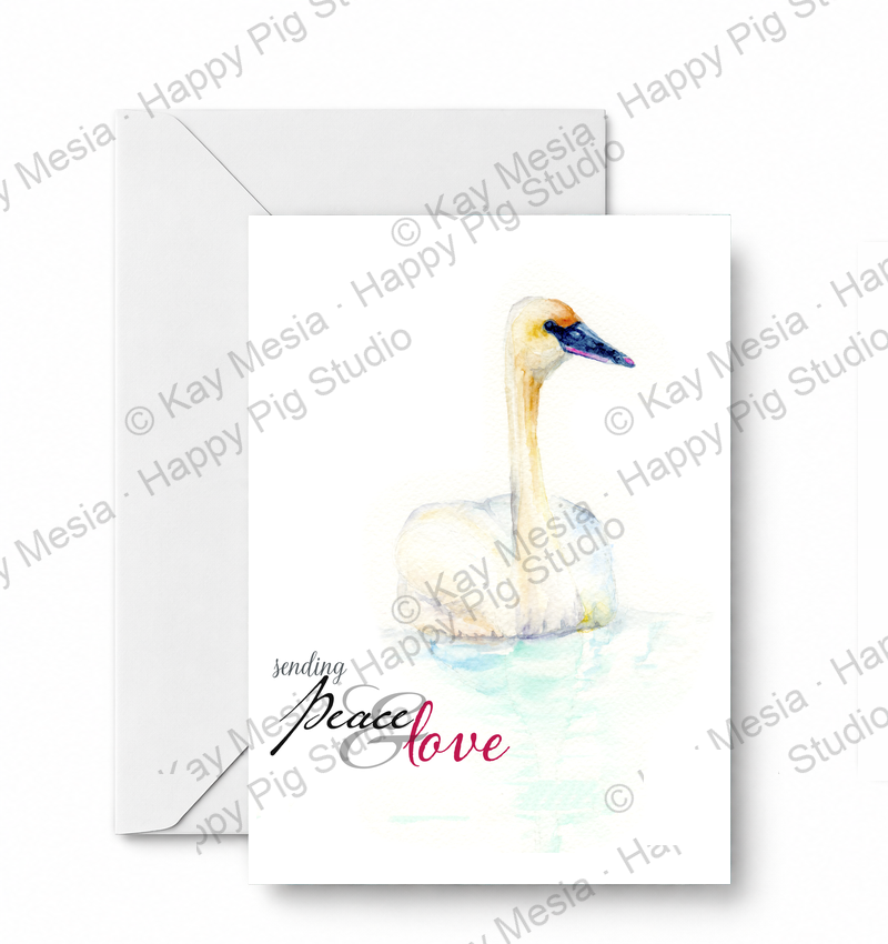 Sending Peace & Love, Swan - card and envelope primary image