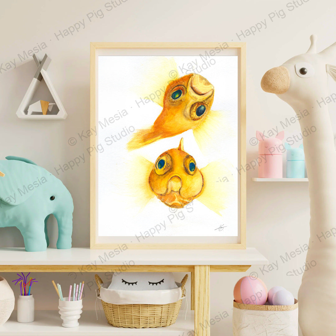 Bubbles fine-art print by Kay Mesia - framed room preview; print sold unframed