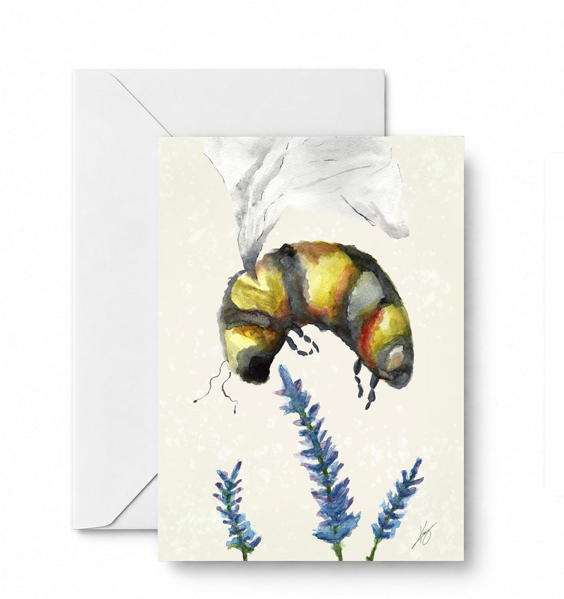 Bee with Flower greeting card and envelope mockup