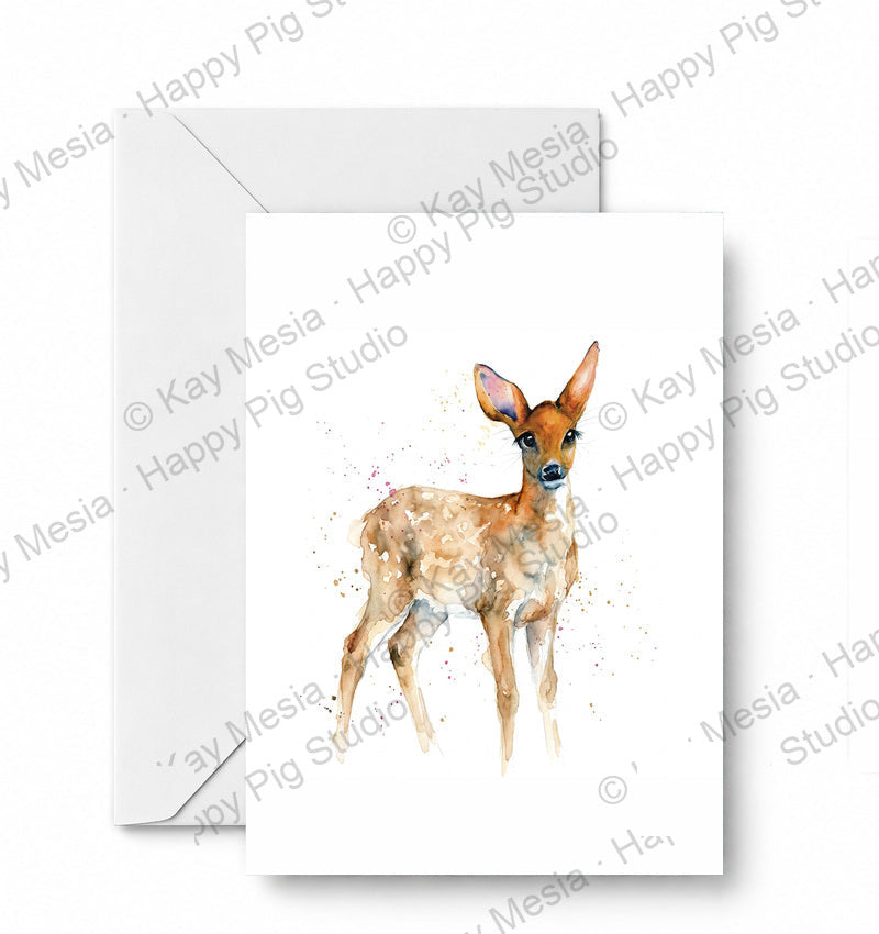 Fawn Standing greeting card and envelope mockup