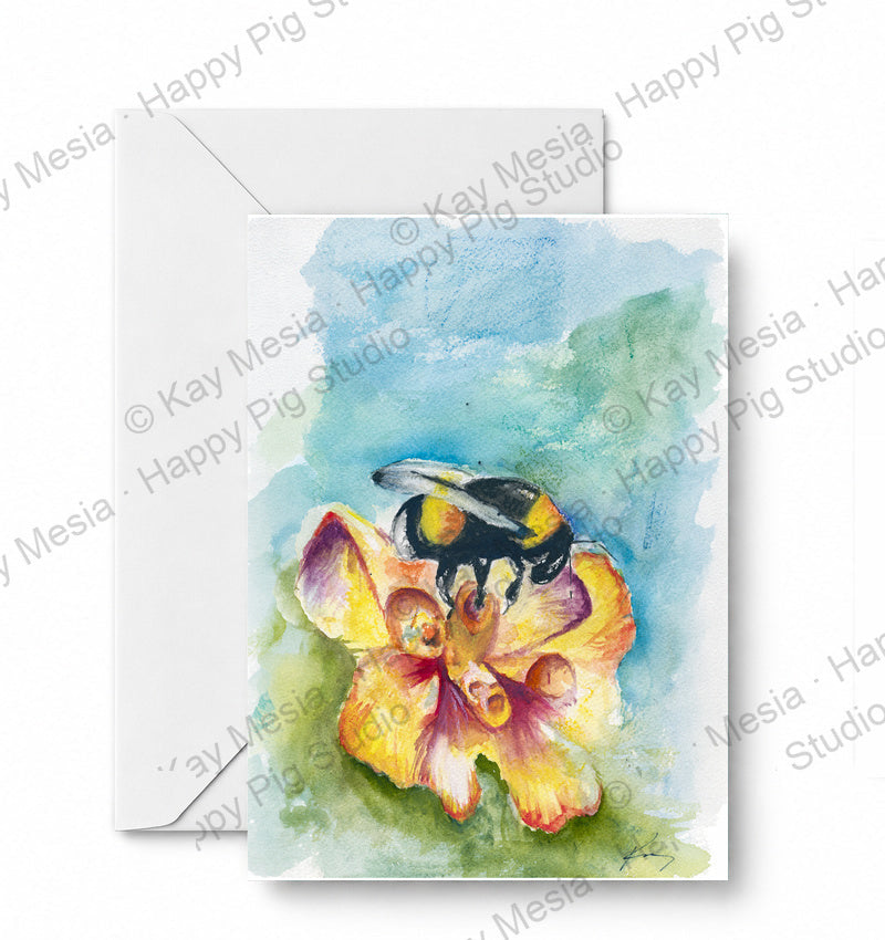 Bee on yellow flower - CD-163-01-A2 approved card and envelope mockup