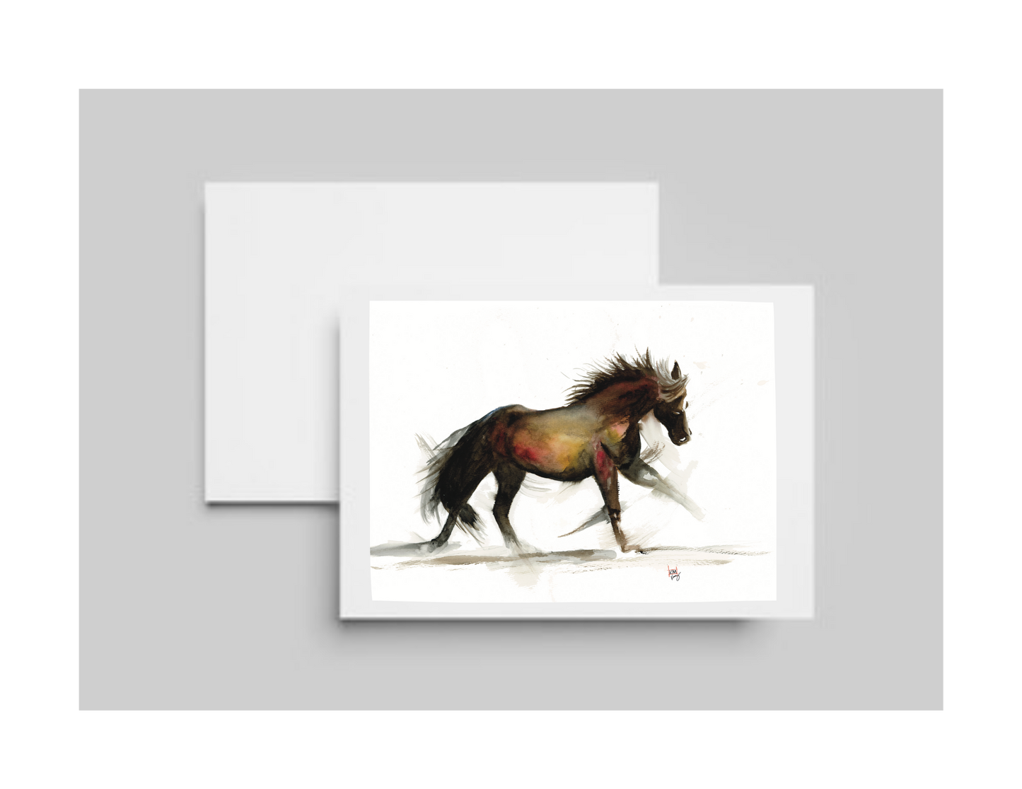 In Stride - Galloping chestnut horse; 5x7 blank Card
