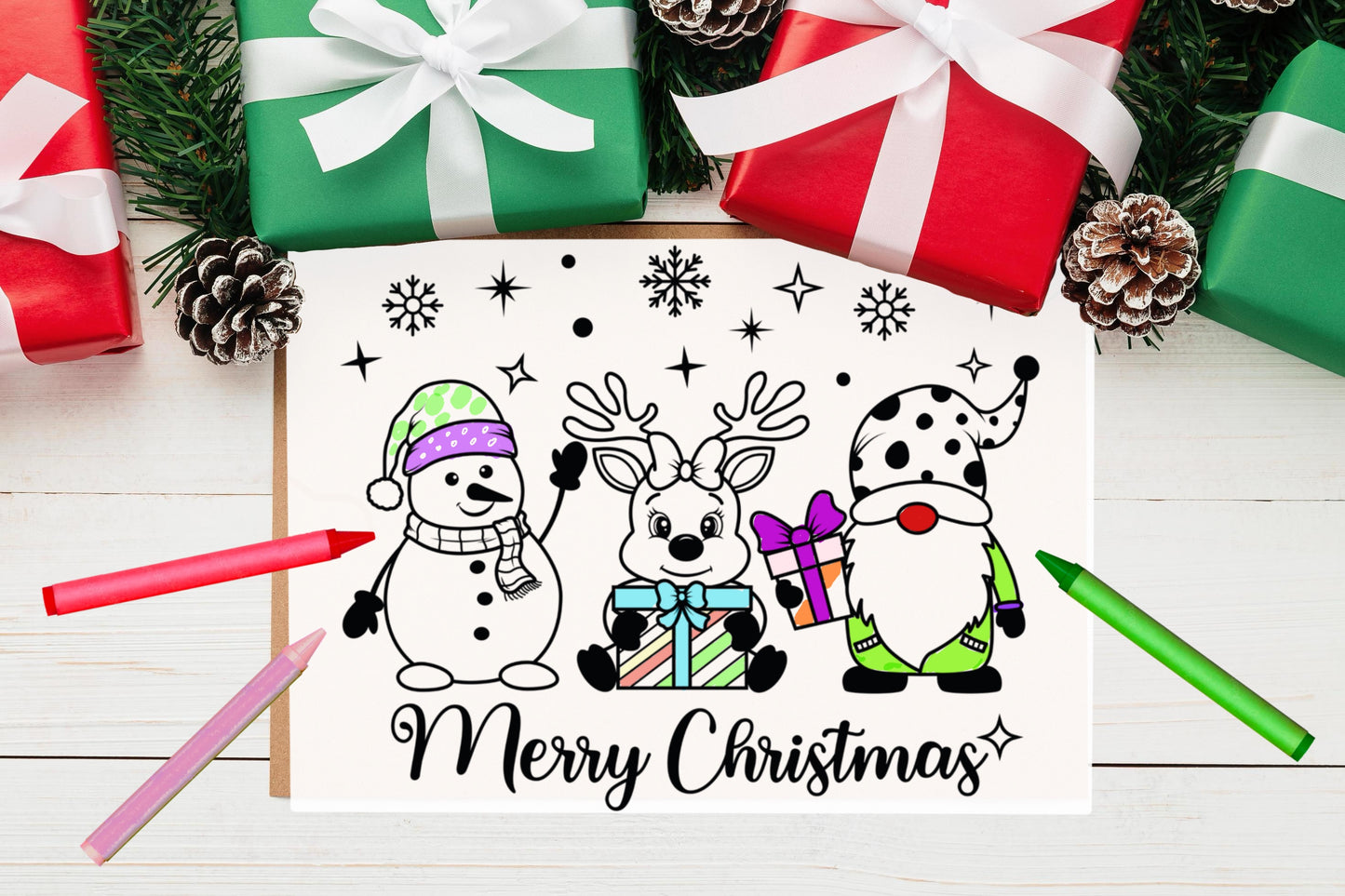 Merry Christmas Card - three little friends!
