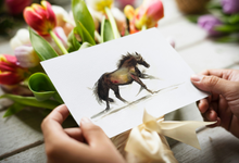 Load image into Gallery viewer, In Stride - Galloping chestnut horse; 5x7 blank Card
