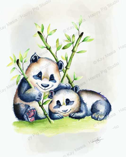 Protected Pan and Das watercolor artwork by Kay Mesia; copyright watermark applied for online image protection.