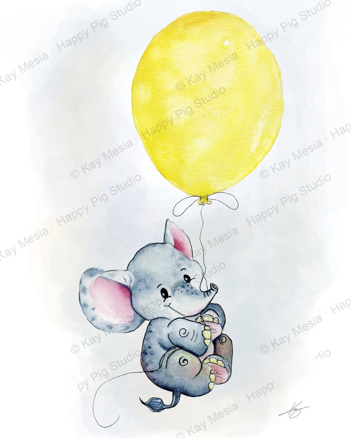 Erik the Elephant artwork by Kay Mesia on the Happy Pig Studio magnet listing.