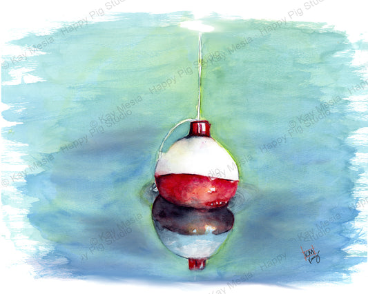 Protected I’d Rather Be Fishing watercolor artwork by Kay Mesia; copyright watermark applied for online image protection.