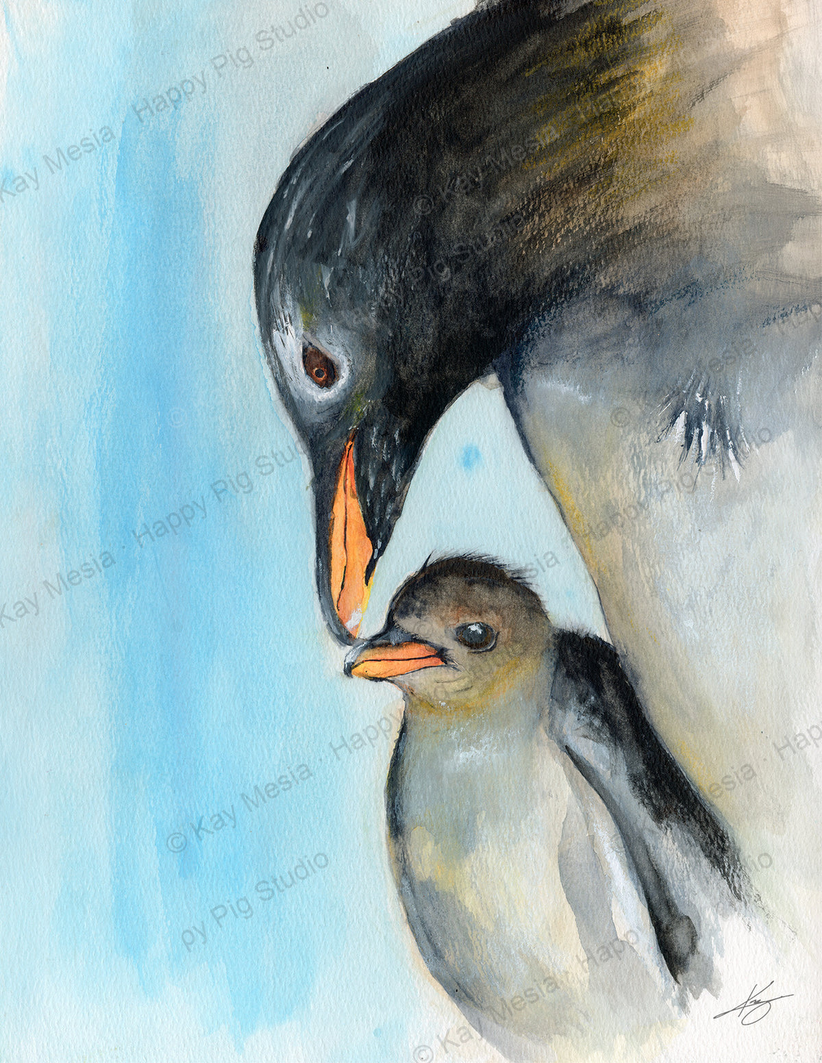 Penguin Mom fine-art print by Kay Mesia - artwork view