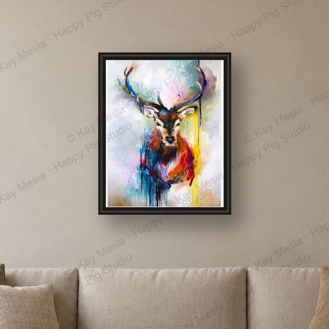 Elk Abstract fine-art print by Kay Mesia - framed room preview; print sold unframed