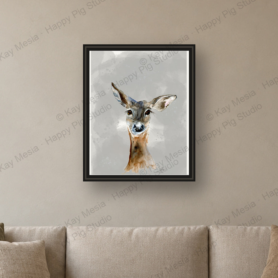 Woodland Grace fine-art print by Kay Mesia - framed room preview; print sold unframed
