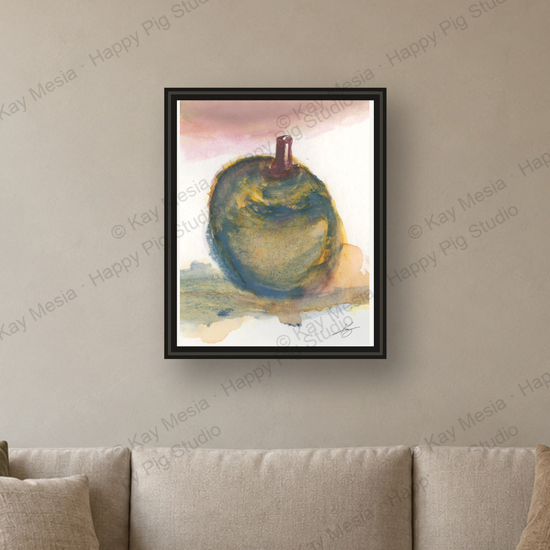 Green Apple Study 2 fine-art print by Kay Mesia - framed room preview; print sold unframed