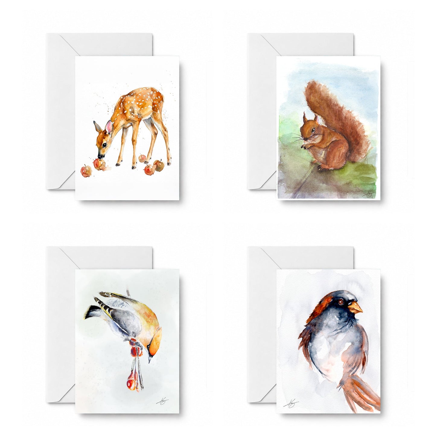 Autumn Visitors curated four-card set