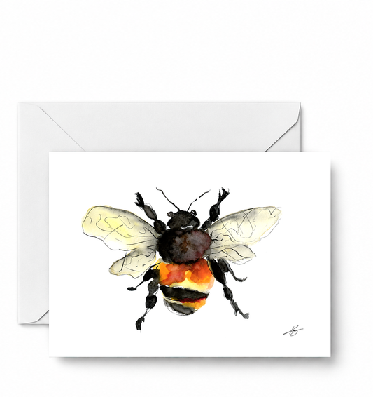 Bumble-bee Original watercolor design on a Greeting Card - CD-005-01-A2 approved card and envelope mockup