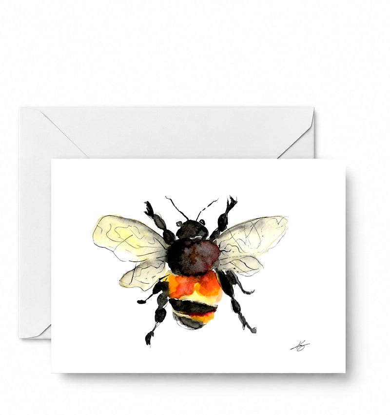 Bumble-bee  Original watercolor design on a Greeting Card — CD-005-01-A2 approved greeting card image