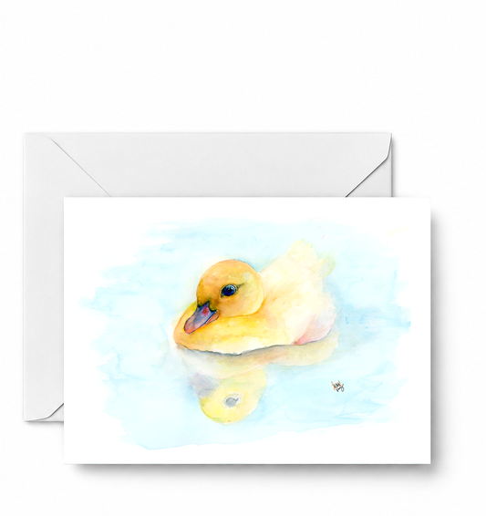 Baby Duck - Original watercolor design on a Greeting Card - CD-012-01-A2 approved card and envelope mockup