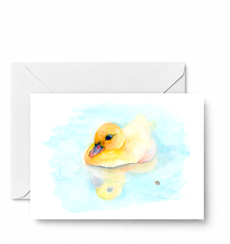 Baby Duck - Original watercolor design on a Greeting Card — CD-012-01-A2 approved greeting card image