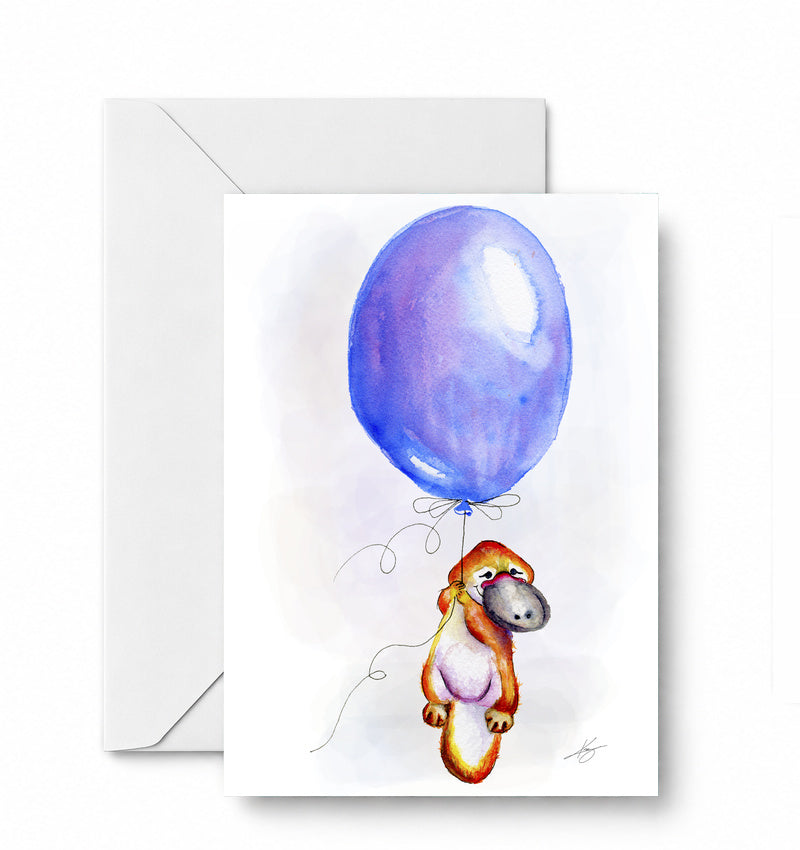 Oliver the Platypus greeting card and envelope mockup