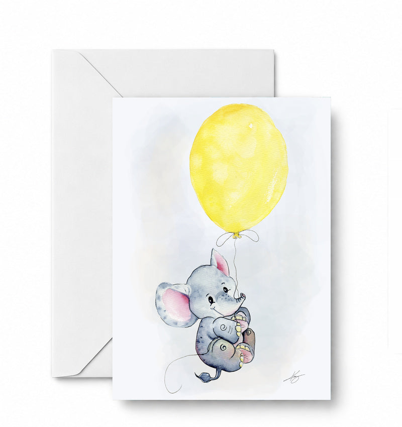 Erik the Elephant greeting card and envelope mockup