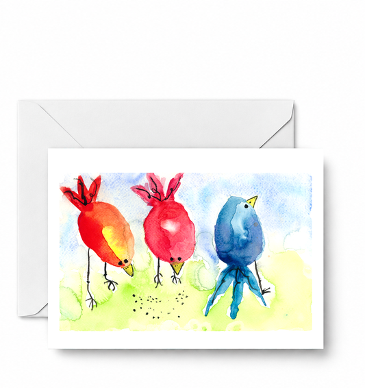 Birds searching - CD-055-01-A2 approved card and envelope mockup