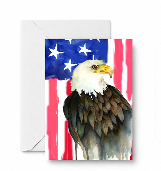 Eagle and a flag - CD-065-01-A2 approved card and envelope mockup