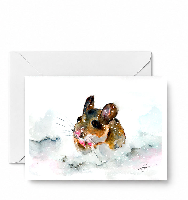 Scurried - a winter mouse; Greeting Card — included in the Winter Encounters curated 4-card set