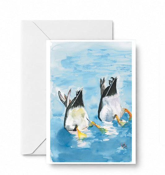 Duck Butts! Original Greeting Card - CD-072-01-A2 approved card and envelope mockup