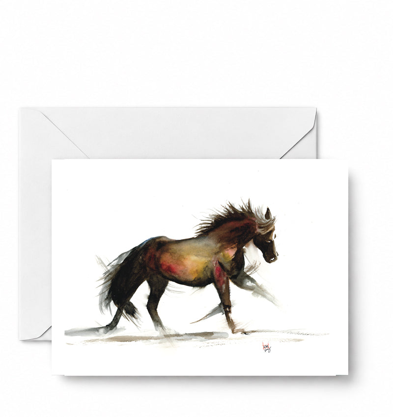 In Stride - Galloping chestnut horse; 5x7 blank Card - CD-087-01-A2 approved card and envelope mockup