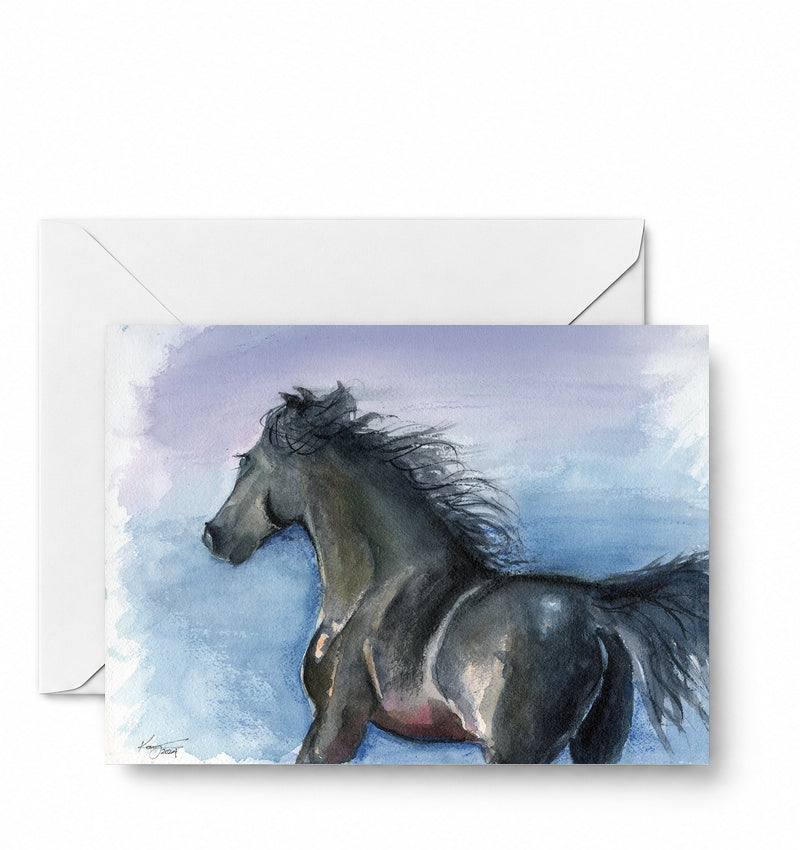 Black Stallion greeting card - Happy Pig Studio