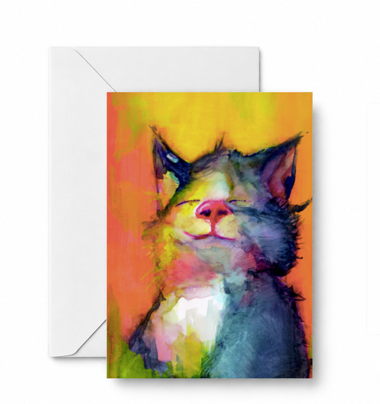 Thinking of you - happy cat - CD-128-01-A2 approved card and envelope mockup