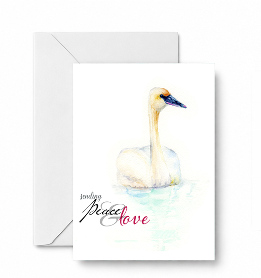 Sending Peace & Love, Swan - CD-136-01-A2 approved card and envelope mockup