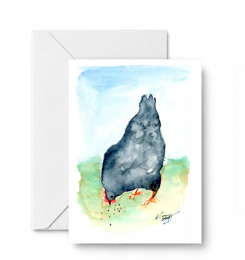 Happy Black Hen — CD-139-01-A2 approved greeting card image