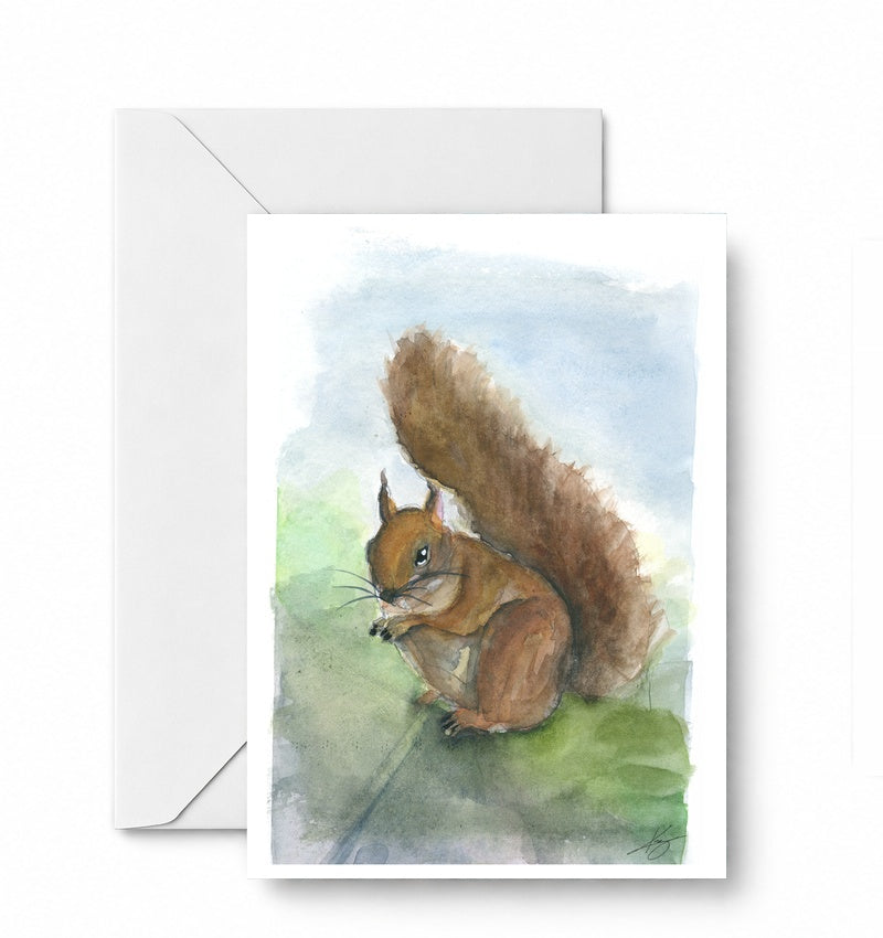 Squirrel greeting card and envelope mockup