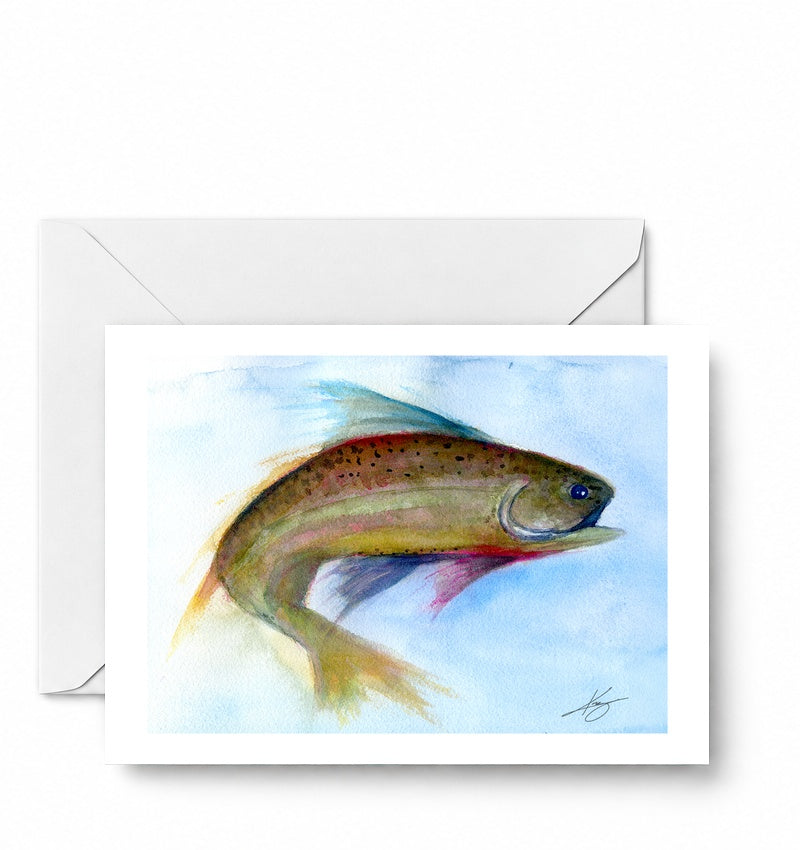 Trout 1 greeting card and envelope mockup