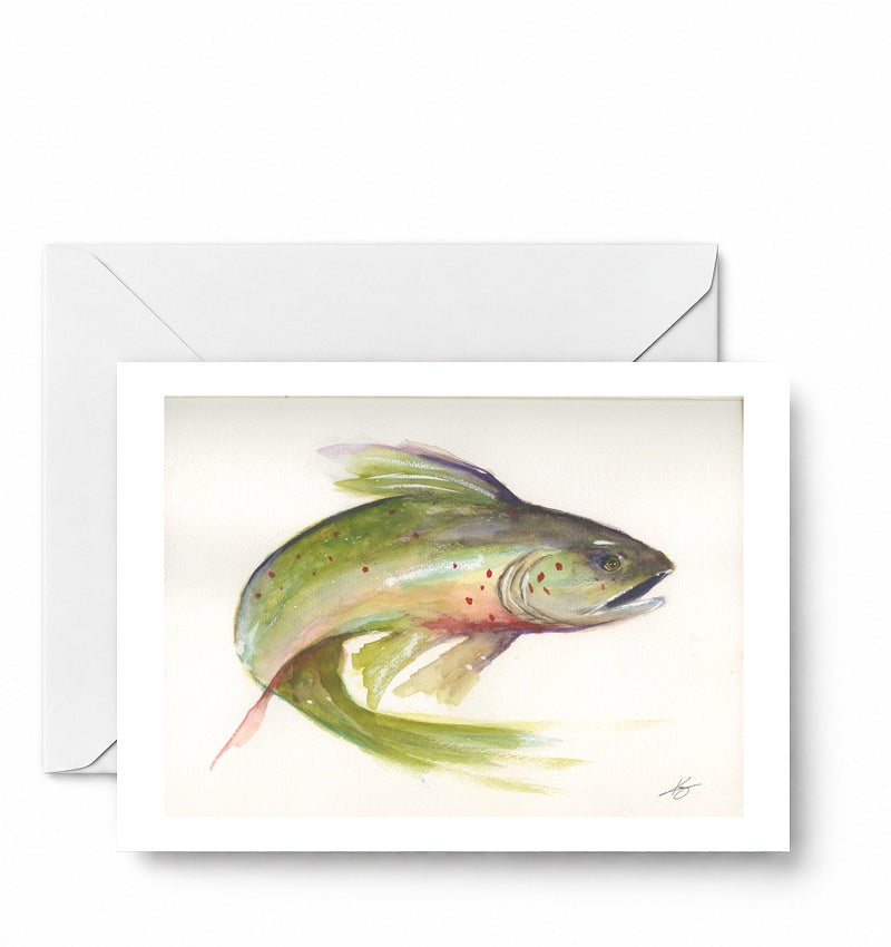 Trout 2 greeting card and envelope mockup