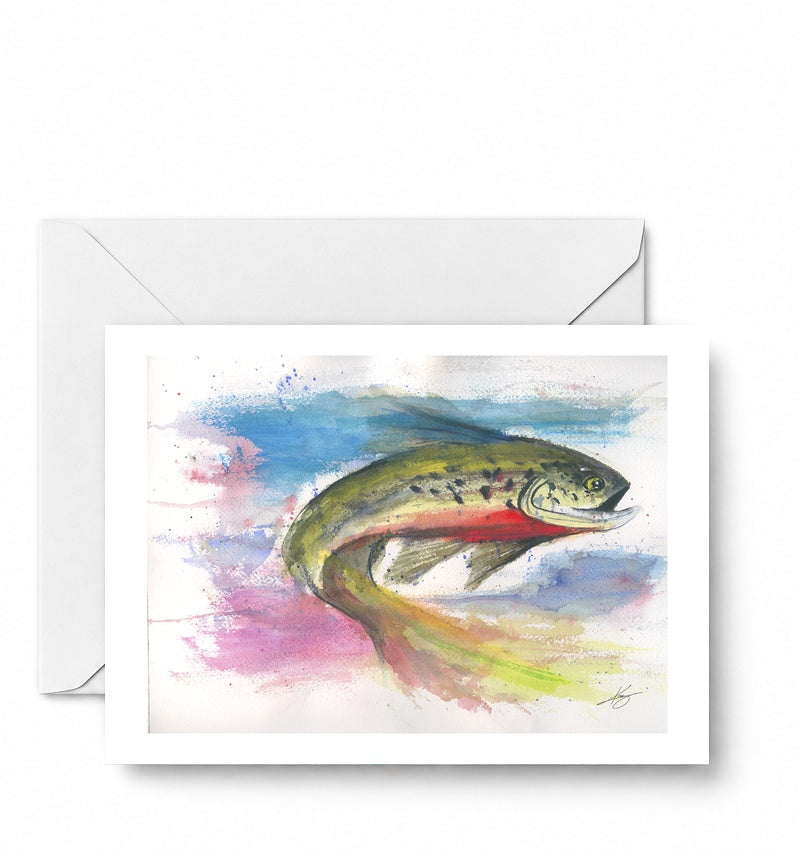 Trout 3 greeting card and envelope mockup