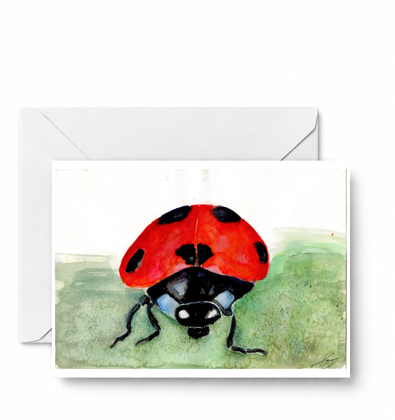 Ladybug greeting card and envelope mockup