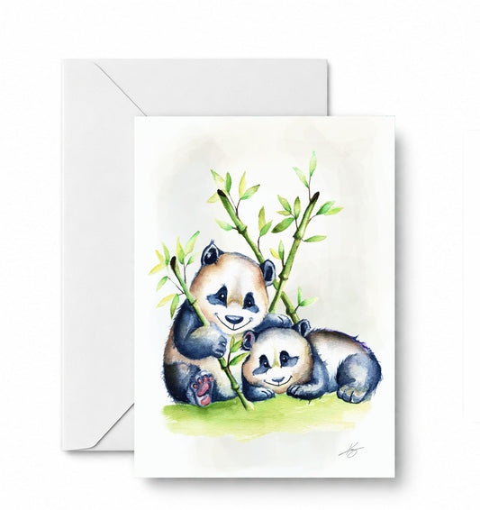 Pan and Das greeting card and envelope mockup
