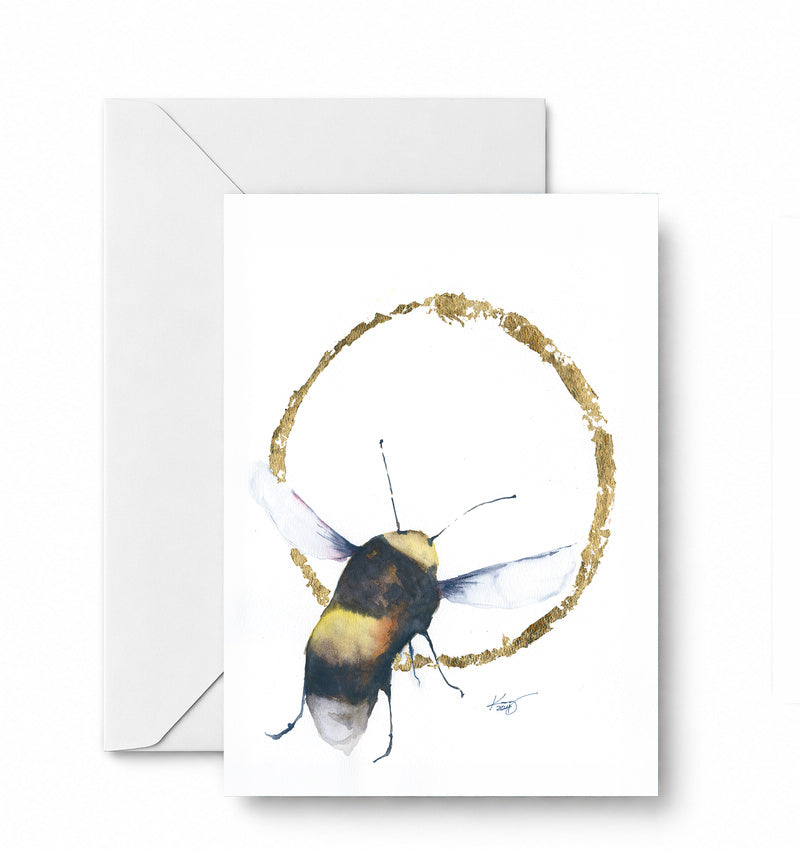 Bee in Circle greeting card and envelope mockup