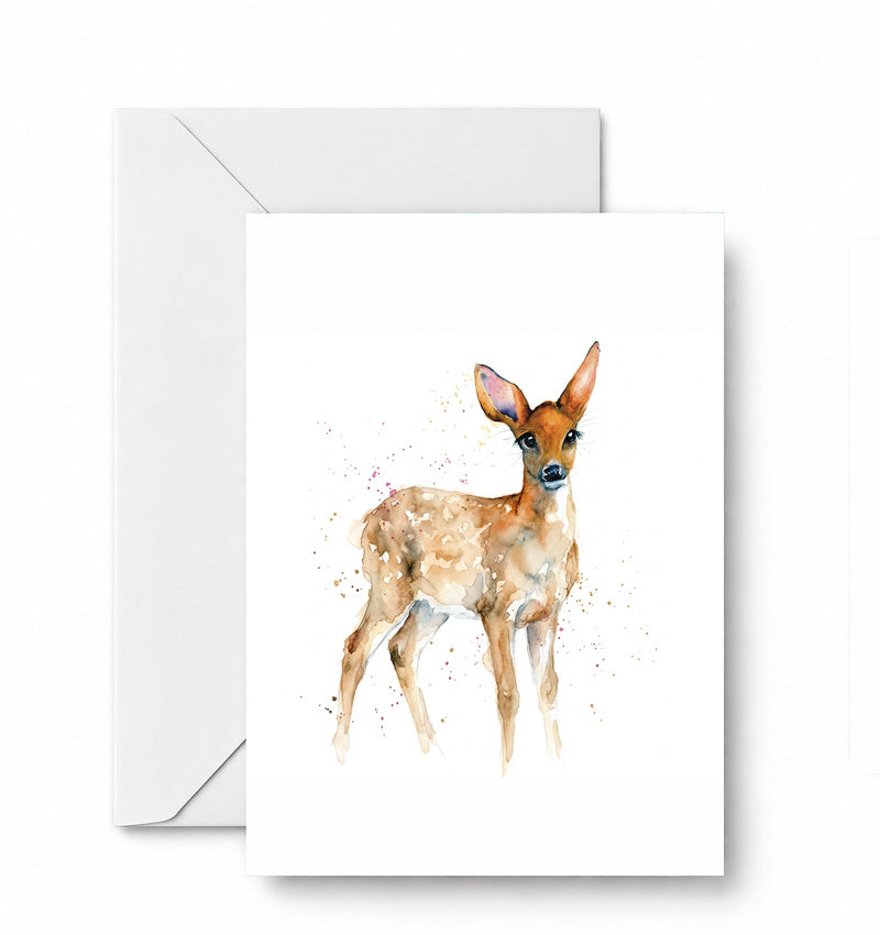 Fawn Standing greeting card and envelope mockup