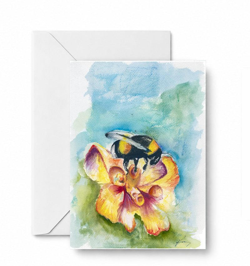 Bee on yellow flower - CD-163-01-A2 approved card and envelope mockup