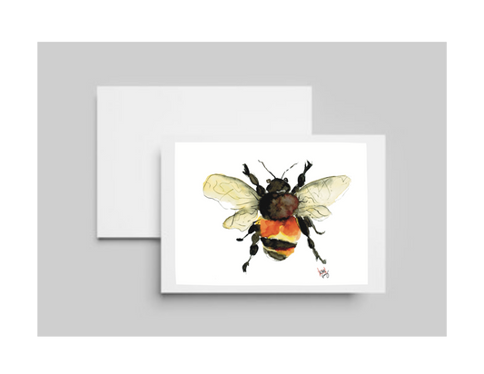 Bumble-bee  Original watercolor design on a Greeting Card