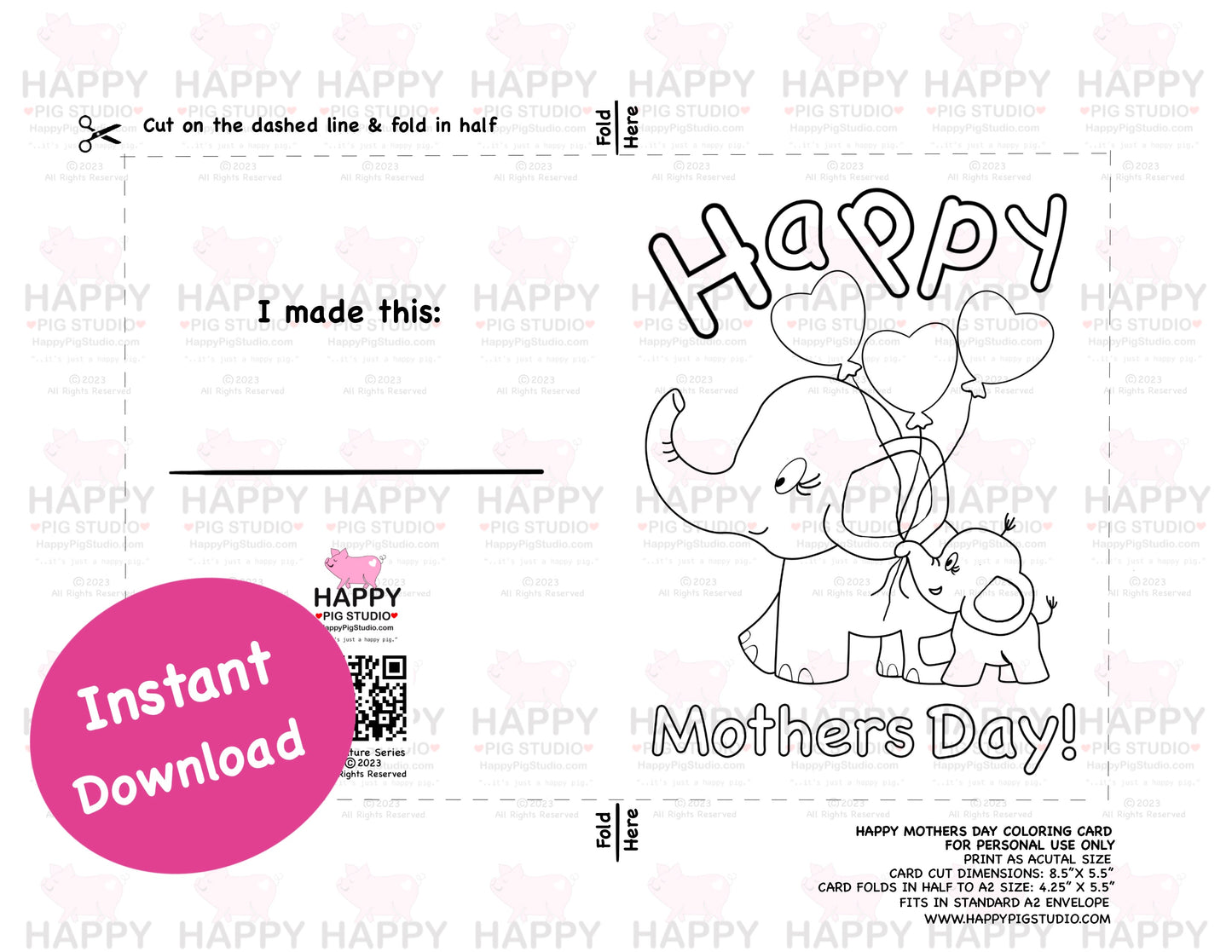 Mothers Day Card - Baby Elephant