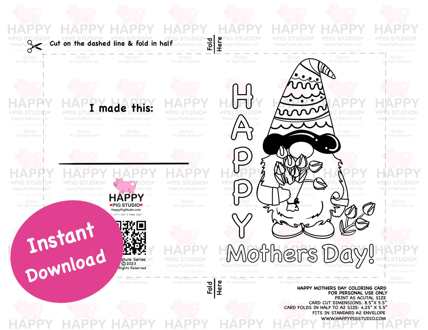 Mothers Day Card - Gnome