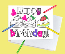 Load image into Gallery viewer, Happy Birthday Card - Strawberry Birthday Cake

