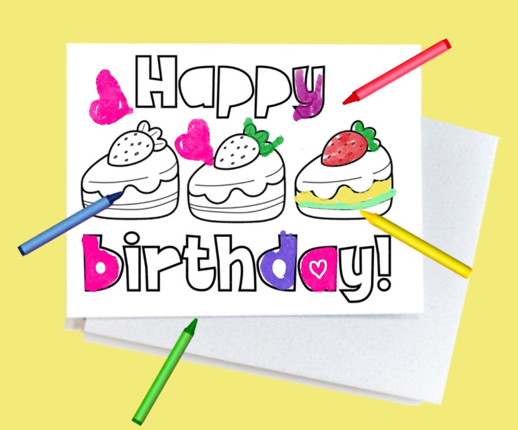 Happy Birthday Card - Strawberry Birthday Cake