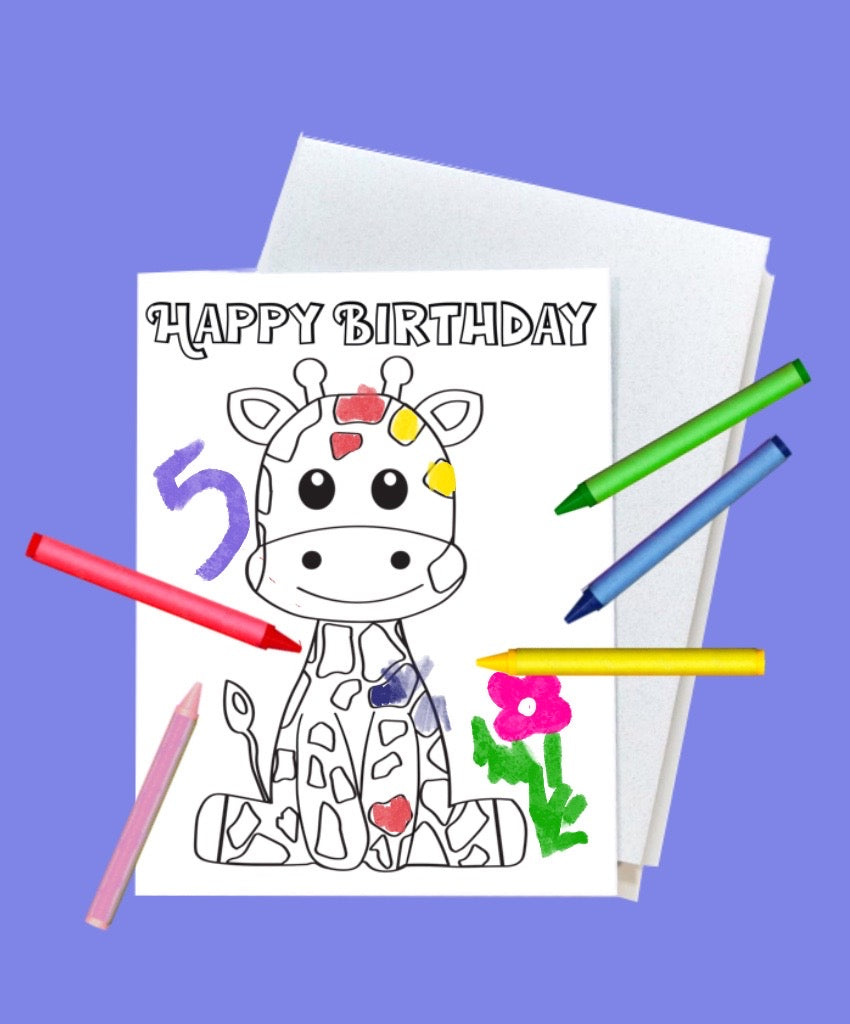 Happy Birthday Card - Giraffe