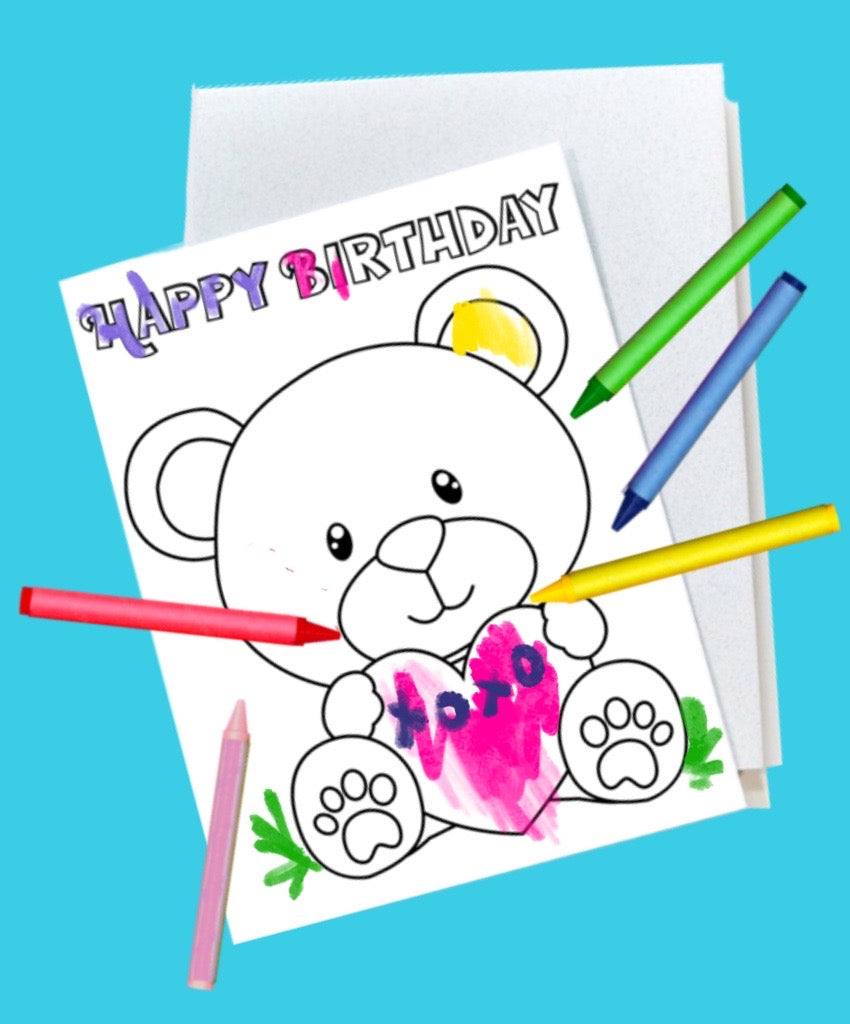 Happy Birthday Card - Bear with Heart