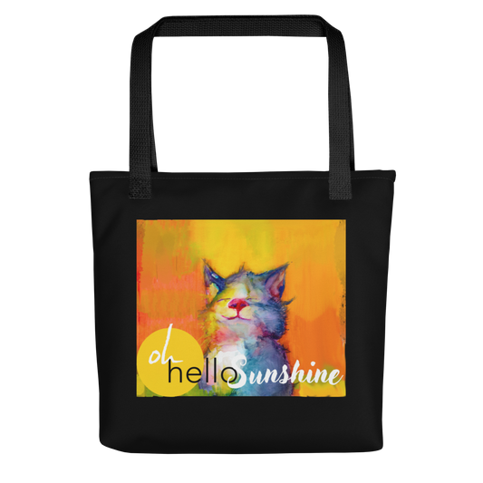 Hello Sunshine! Smiling cat tote bag